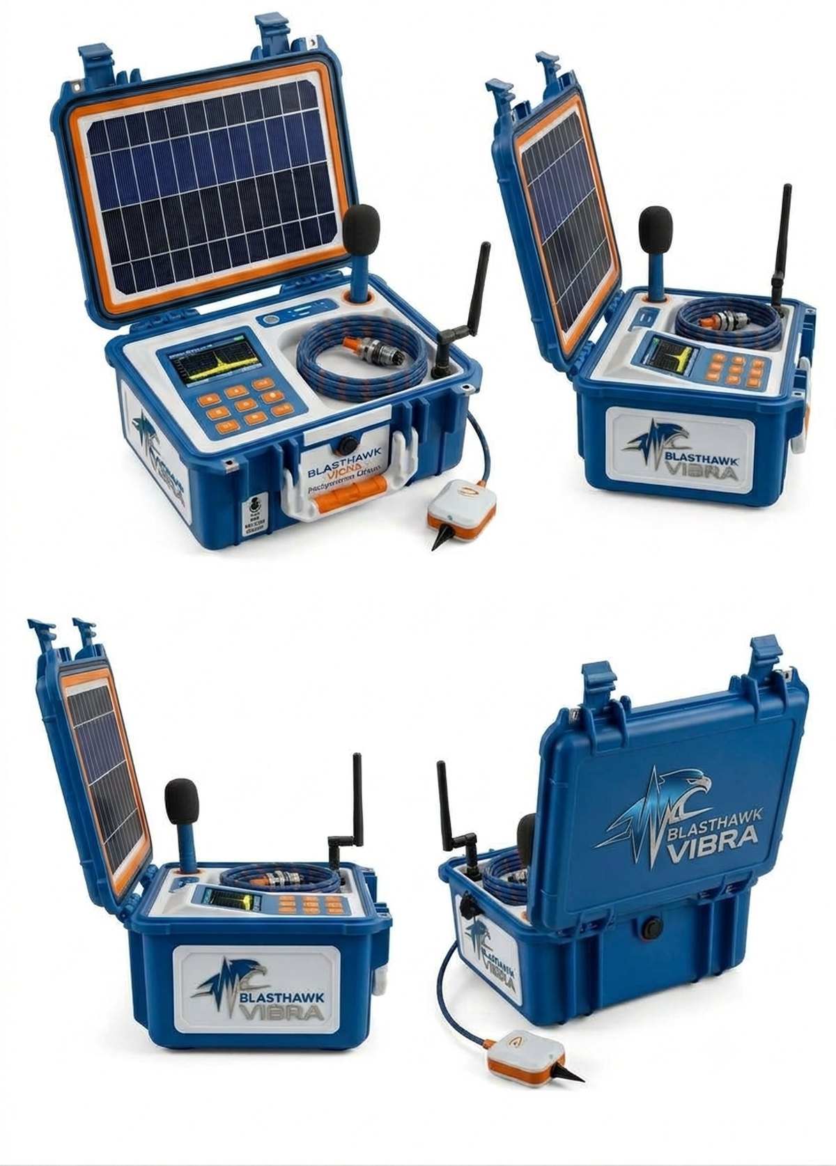 BlastHawk VIBRA Pro-Spectrum Edition blast vibration monitor, four-angle product view